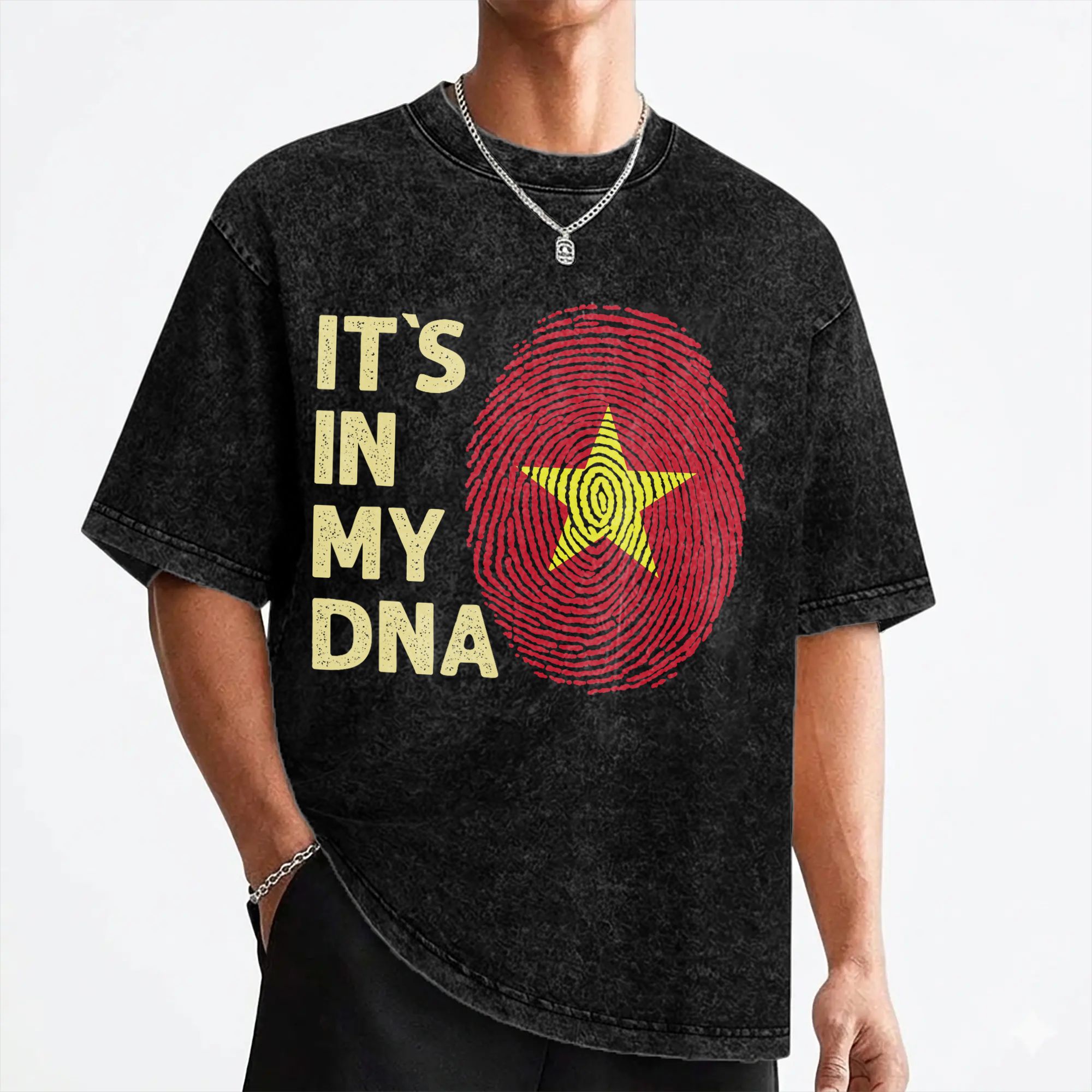 Street Fashion Vietnam - T-shirts en coton lavé avec drapeau