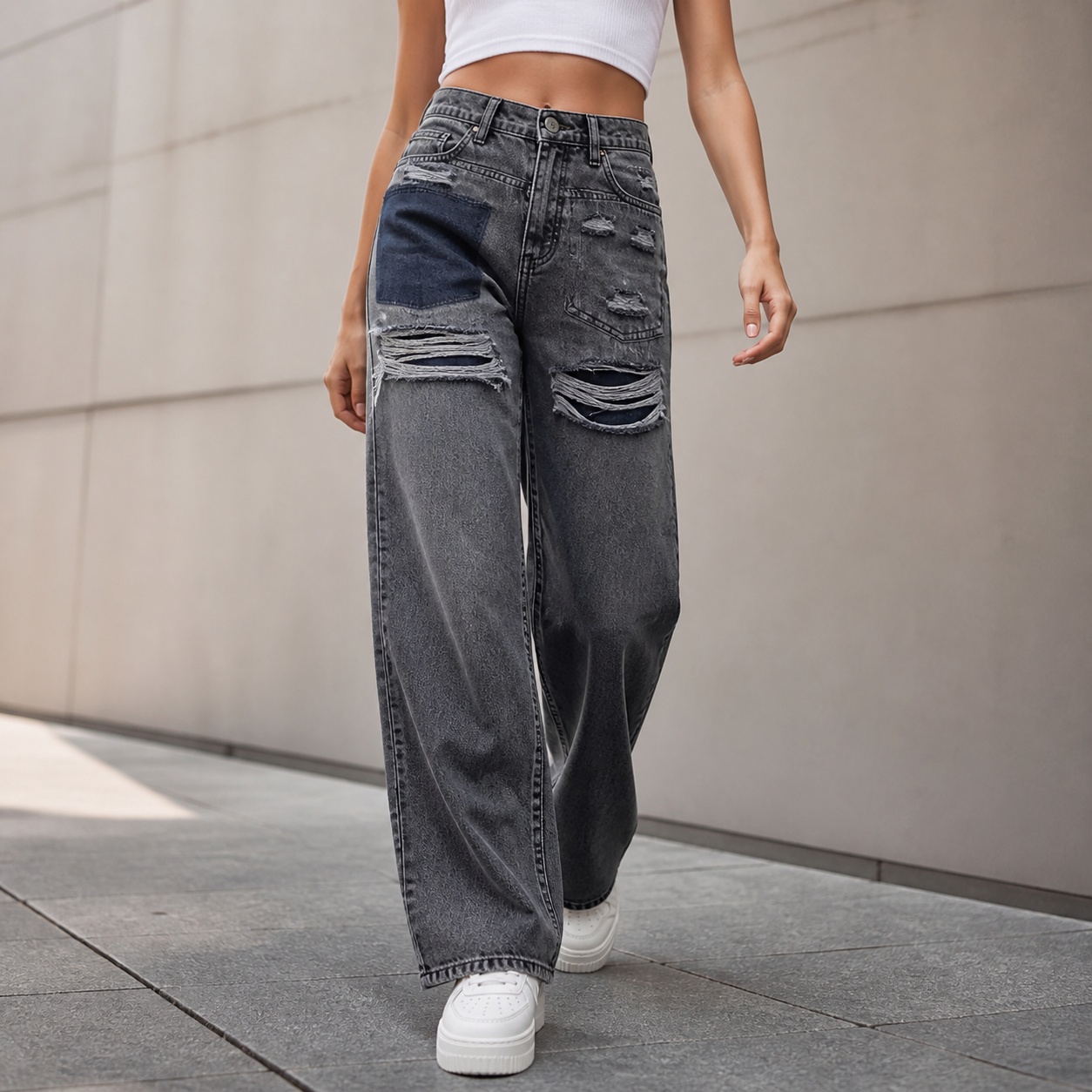 Distressed Jean Rip - Jean en denim délavé et déchiré