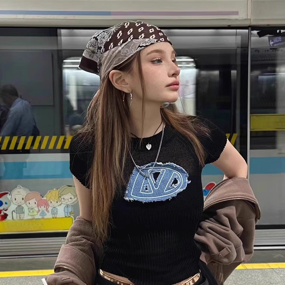 Girl Fashion Street - Foulard carré rétro style américain, bandeau