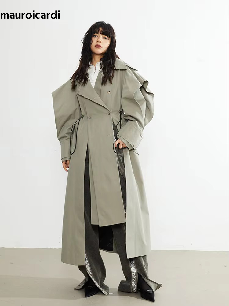 Street Fashion Runway - Mauroicardi-Manteau long à double boutonnage pour