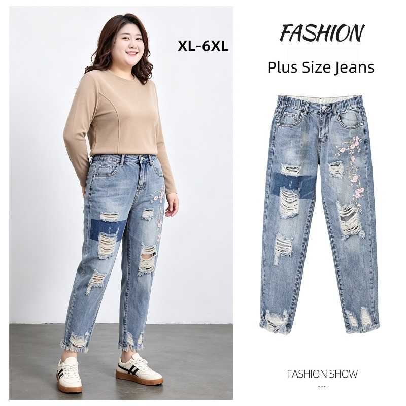 Distressed Jean Rip - Jeans pour femmes grandes tailles, collection