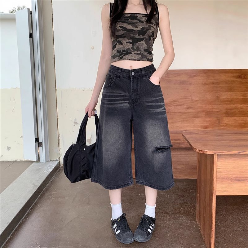 Distressed Jean Rip - Jean déchiré vintage pour femme, coupe