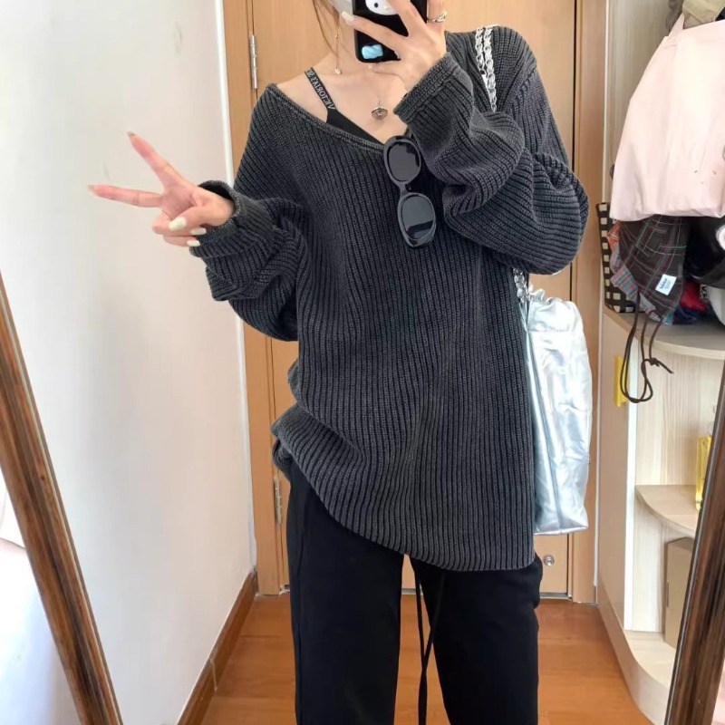 Col en v lavé couleur unie déc - Street Fashion Winter 2025 avis et prix