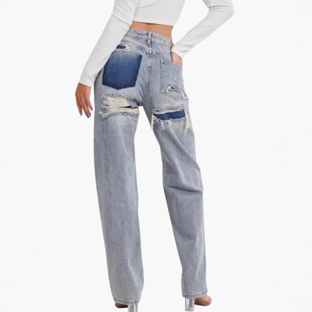Jean en denim délavé et déchir - Distressed Jean Rip avis et prix