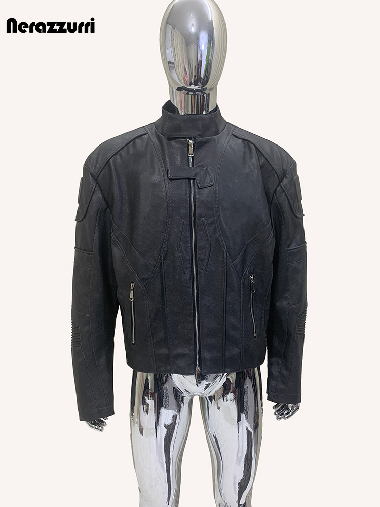 Blouson court en cuir PU noir  - Street Fashion Runway avis et prix
