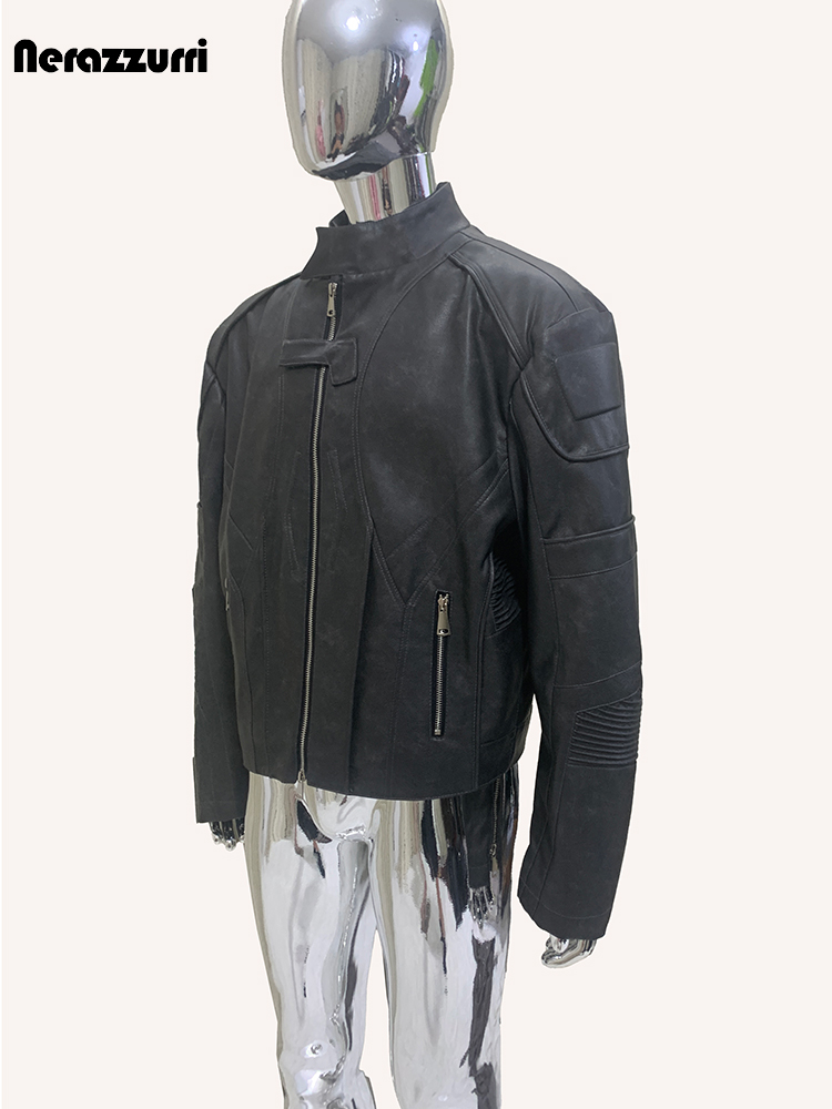 Blouson court en cuir PU noir  - Street Fashion Runway avis et prix