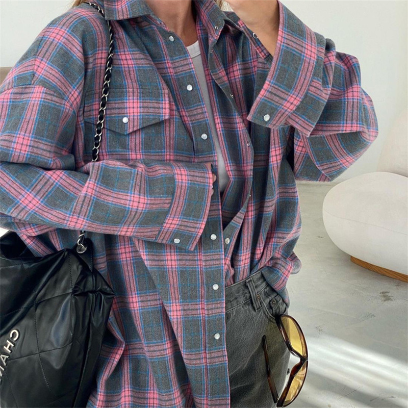 Chemisier Vintage à Carreaux F - Street Fashion Korea avis et prix