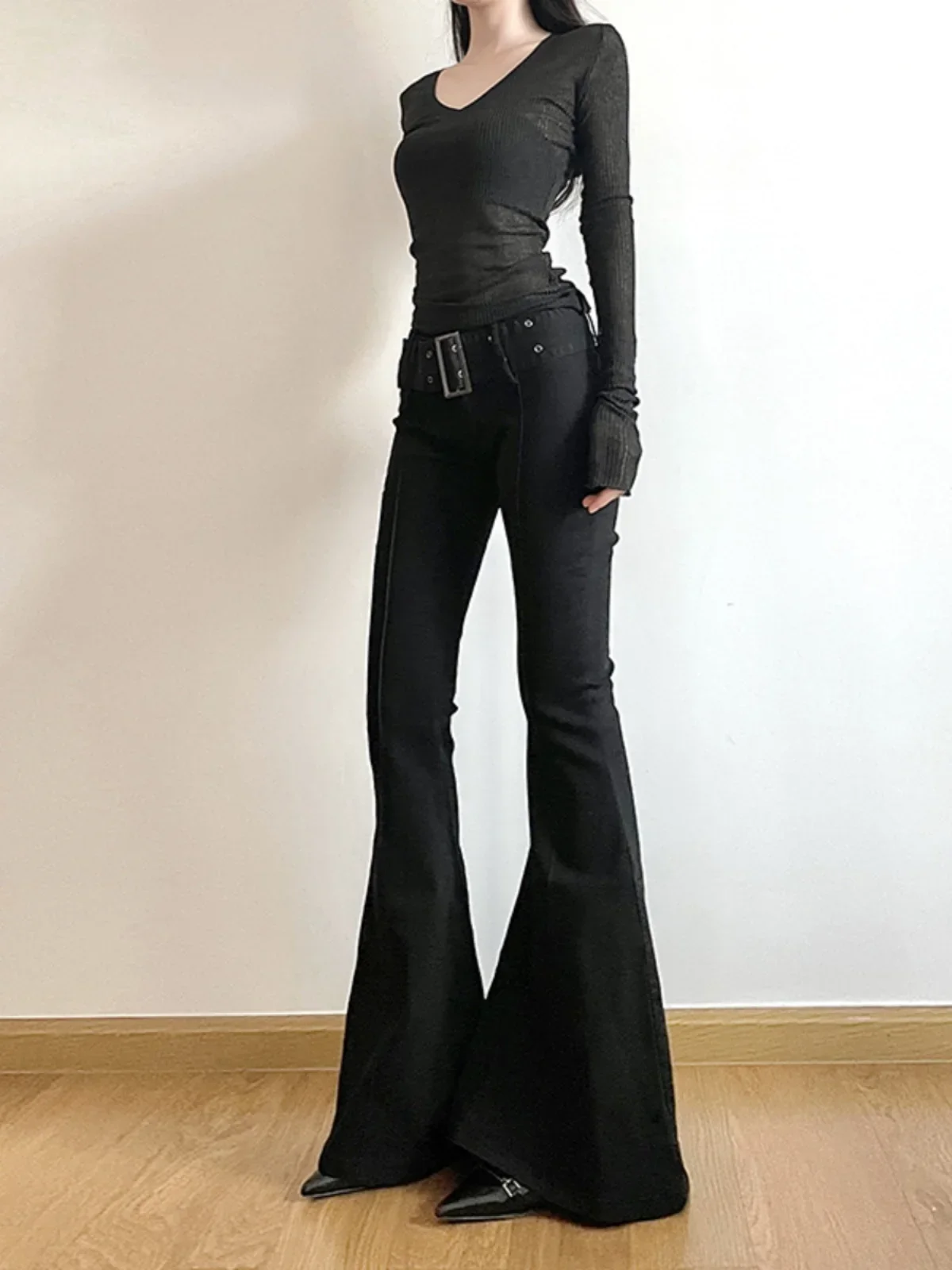 Pantalon évasé en jean noir po - Fashion Street Yoga avis et prix