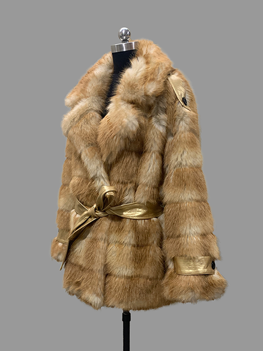 Manteau en fausse fourrure dor - Street Fashion Runway avis et prix