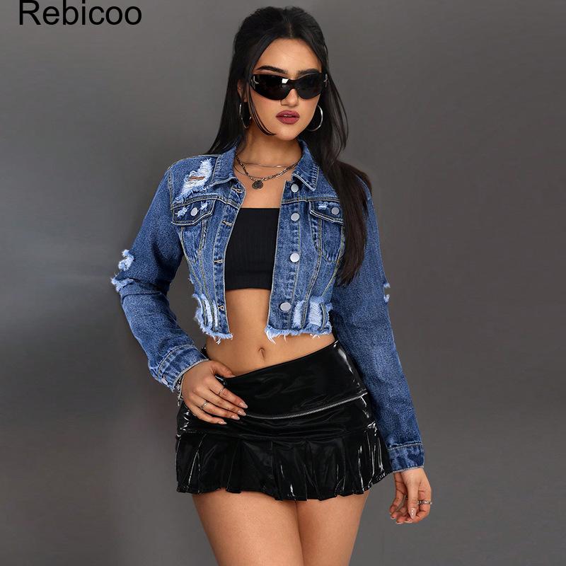 Veste en jean courte pour femm - Distressed Jean Rip avis et prix