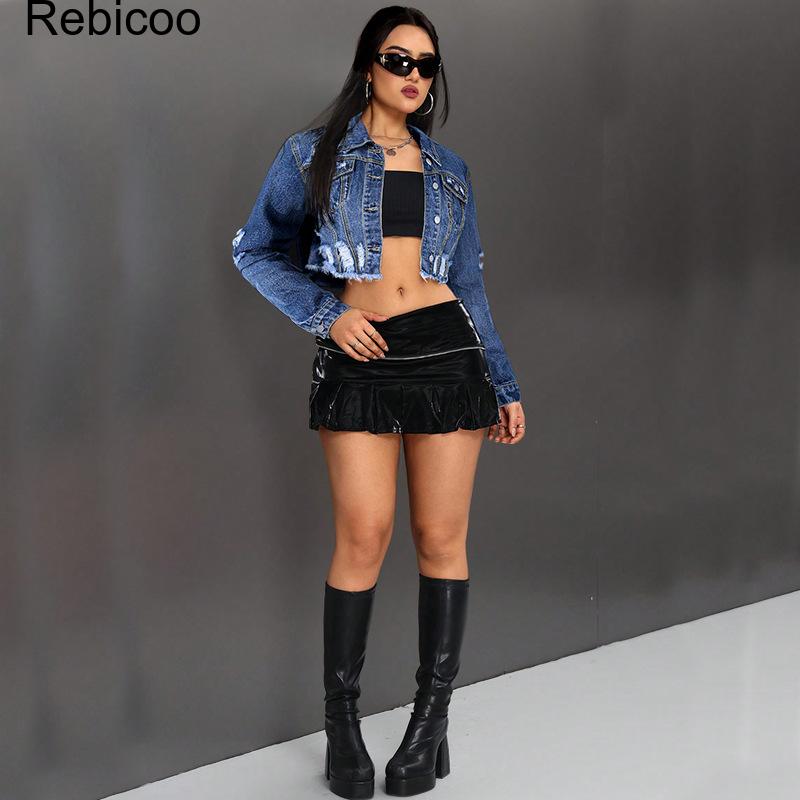 Veste en jean courte pour femm - Distressed Jean Rip avis et prix