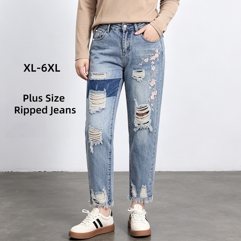 Jeans pour femmes grandes tail - Distressed Jean Rip avis et prix