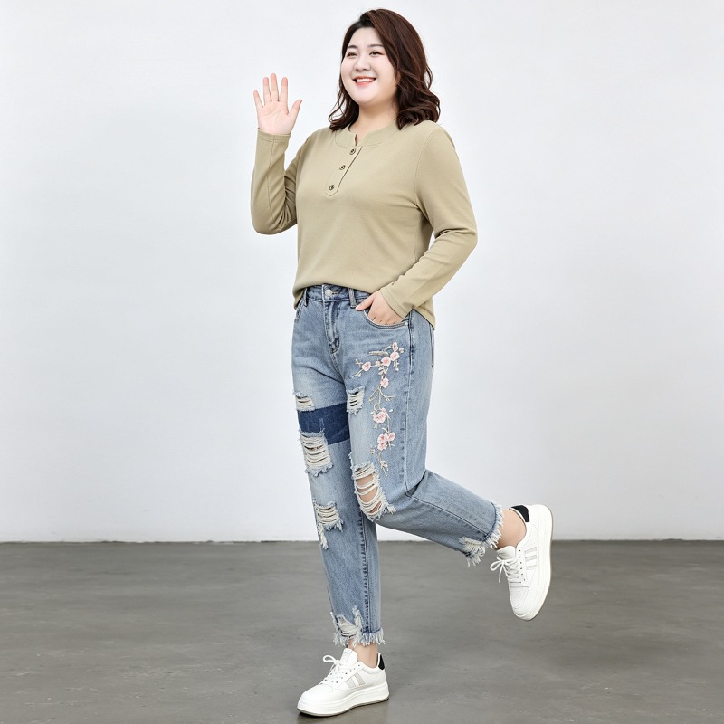 Jeans pour femmes grandes tail - Distressed Jean Rip avis et prix