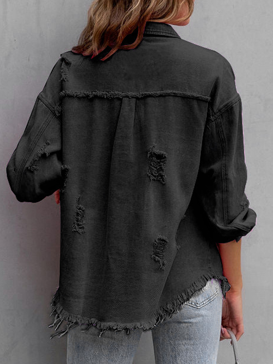 Veste en Jean déchiré et détre - Distressed Jean Rip avis et prix